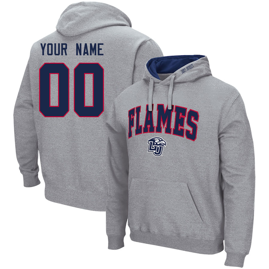 Custom Liberty Flames Name And Number Hoodies-Grey